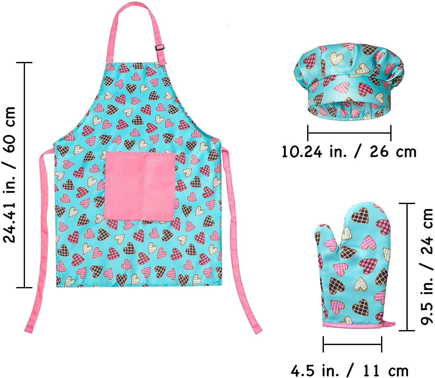 RiseBrite Kids Apron, Chef Hat And Mitt Set Is Sized To Fit Children Of All Ages