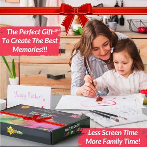 Young Girl And Mother Creating Sceenless Memories Together With RIseBrite Watercolor Paint Set