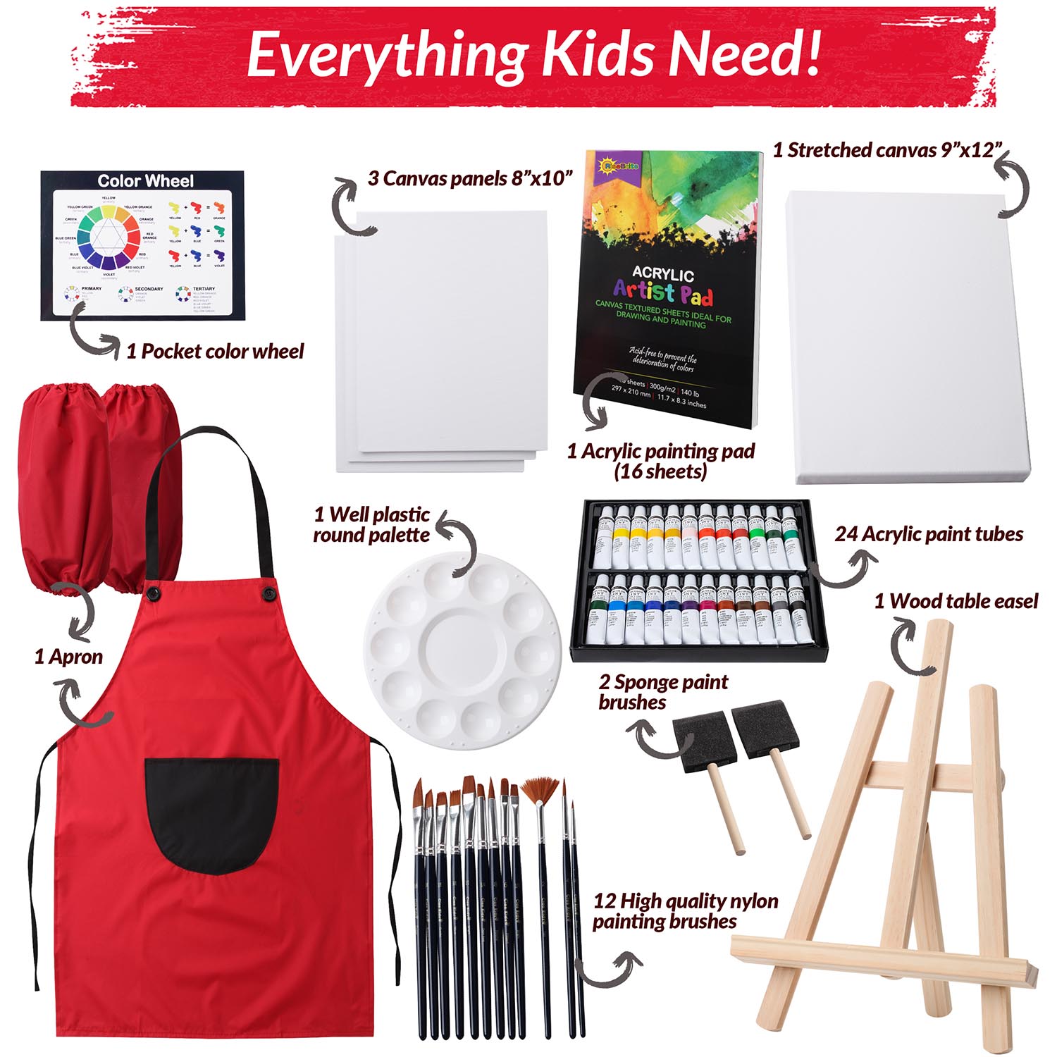 RiseBrite Kids Art Sets Come With Everything They Need To Get Started Acrylic Painting