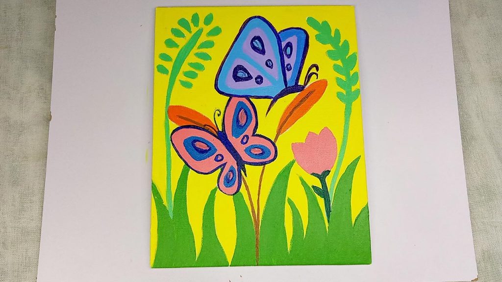 Easy Acrylic Butterfly Painting Step 6: The Blue And Purple Butterfly