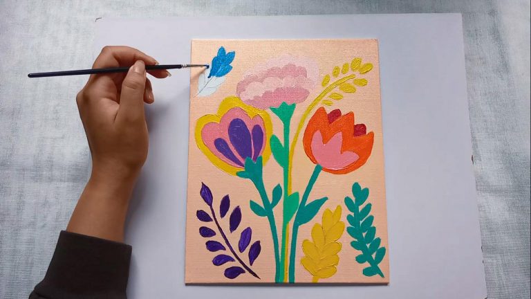 Easy Step By Step Acrylic Flower Painting For Beginner And Kids - RiseBrite