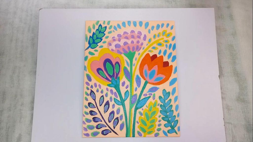 Acrylic Flower Painting For Beginner And Kids Step 10: Add Purple Highlights With Dabbing