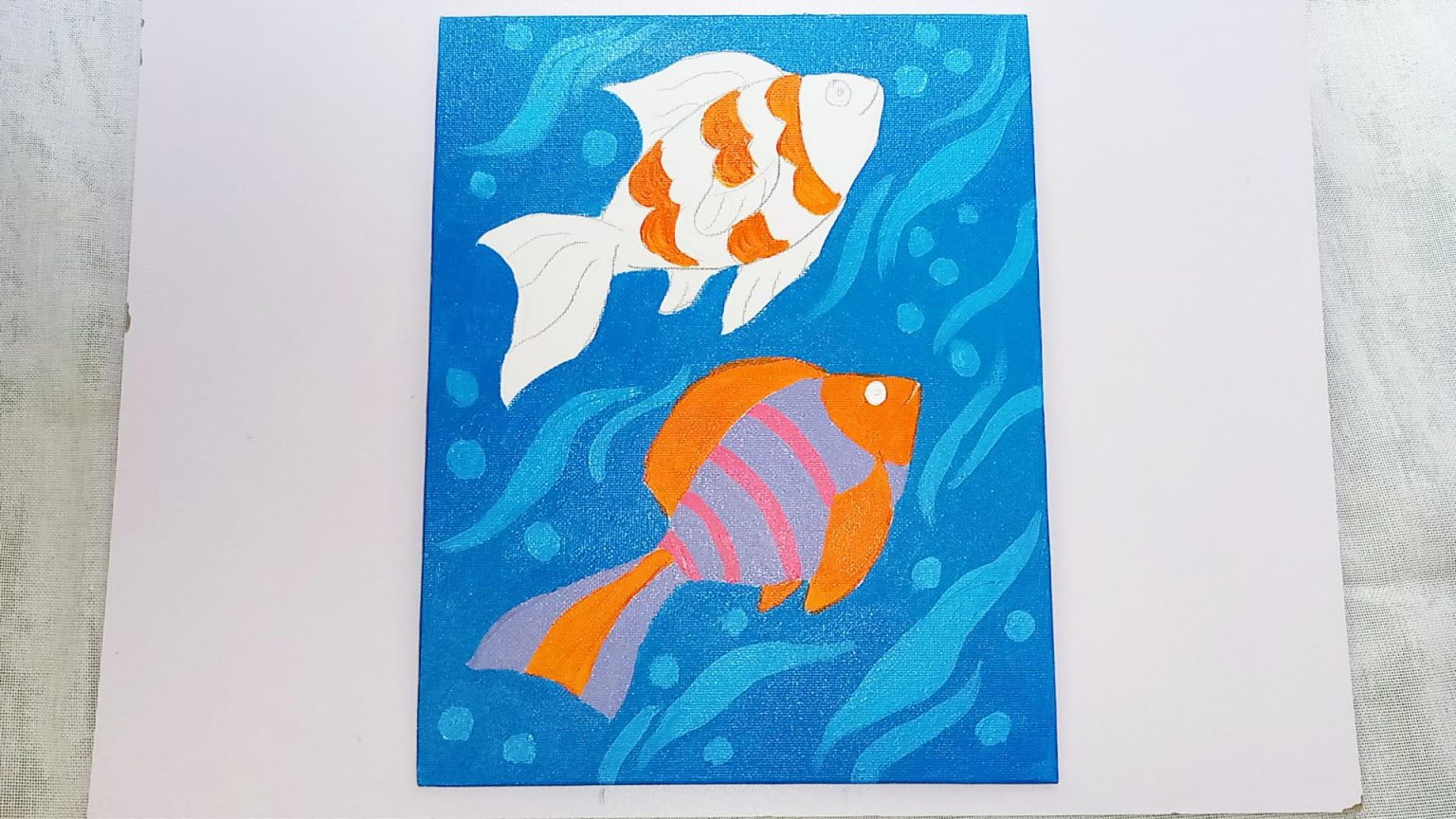Simple, Cute, and Whimsical Underwater Fish Painting for Kids and