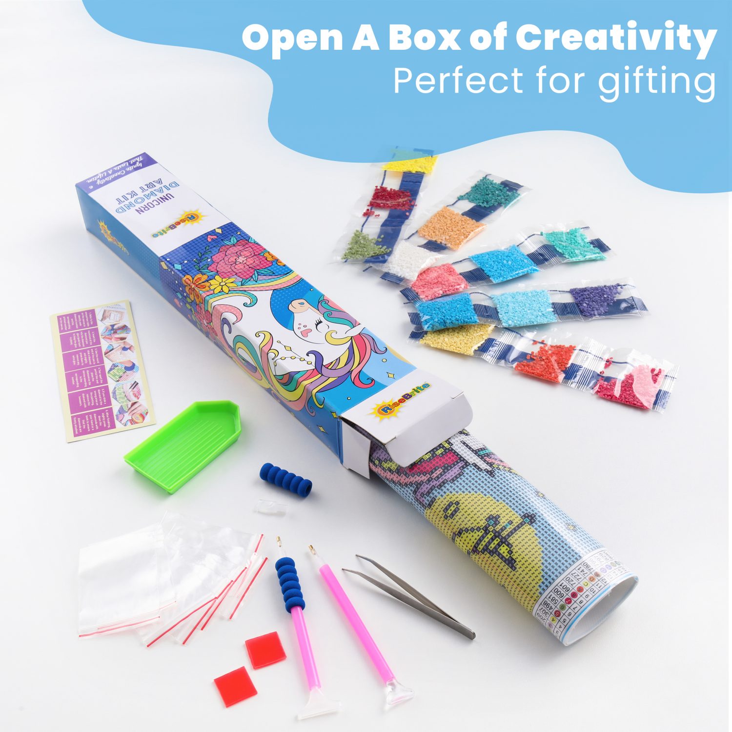 RiseBrite Diamond Painting Kit Unicorn 12x15 - Open Up A Box Of Creativity