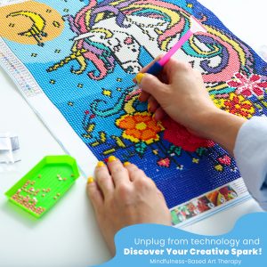 RiseBrite Diamond Painting Kit Unicorn 12x15 - Unplug From Technology and Discover Your Creative Spark!