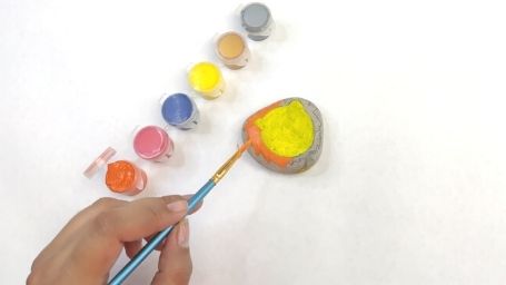 Step 4 Animal Rock Painting Tutorial Orange Acrylic Paint