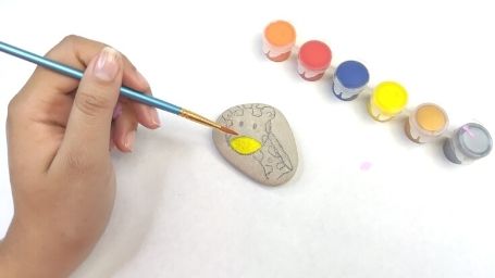 Step 10 Animal Rock Painting Tutorial Yellow Acrylic Paint