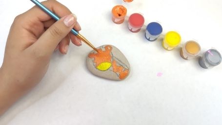 Step 11 Animal Rock Painting Tutorial Orange Acrylic Paint