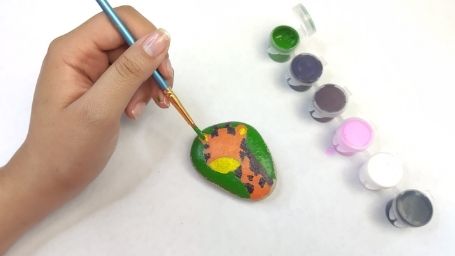 Step 13 Animal Rock Painting Tutorial Green Acrylic Paint