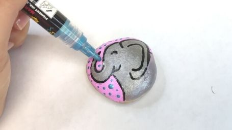 Step 18 Animal Rock Painting Tutorial Blue Marker