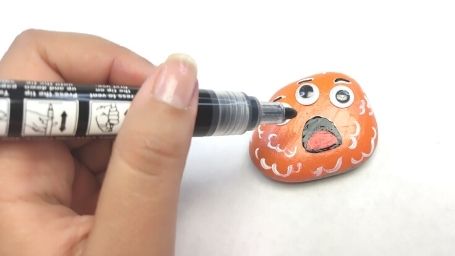 Step 8 Funny Monsters Rock Painting Tutorial Acrylic Black Marker