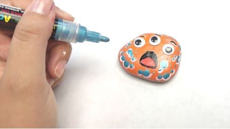Step 9 Funny Monsters Rock Painting Tutorial Blue Acrylic Marker
