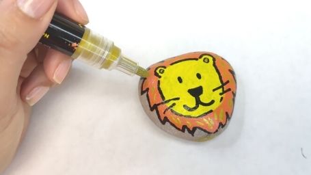 Step 16 Animal Rock Painting Tutorial Gold Acrylic Marker