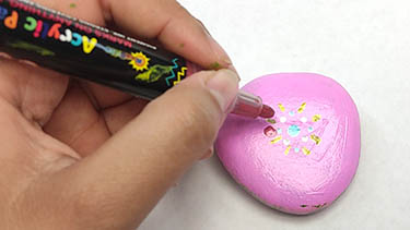 Mandala Rock Painting Tutorial Step 15: Outline The Dots With Acrylic Paint Marker