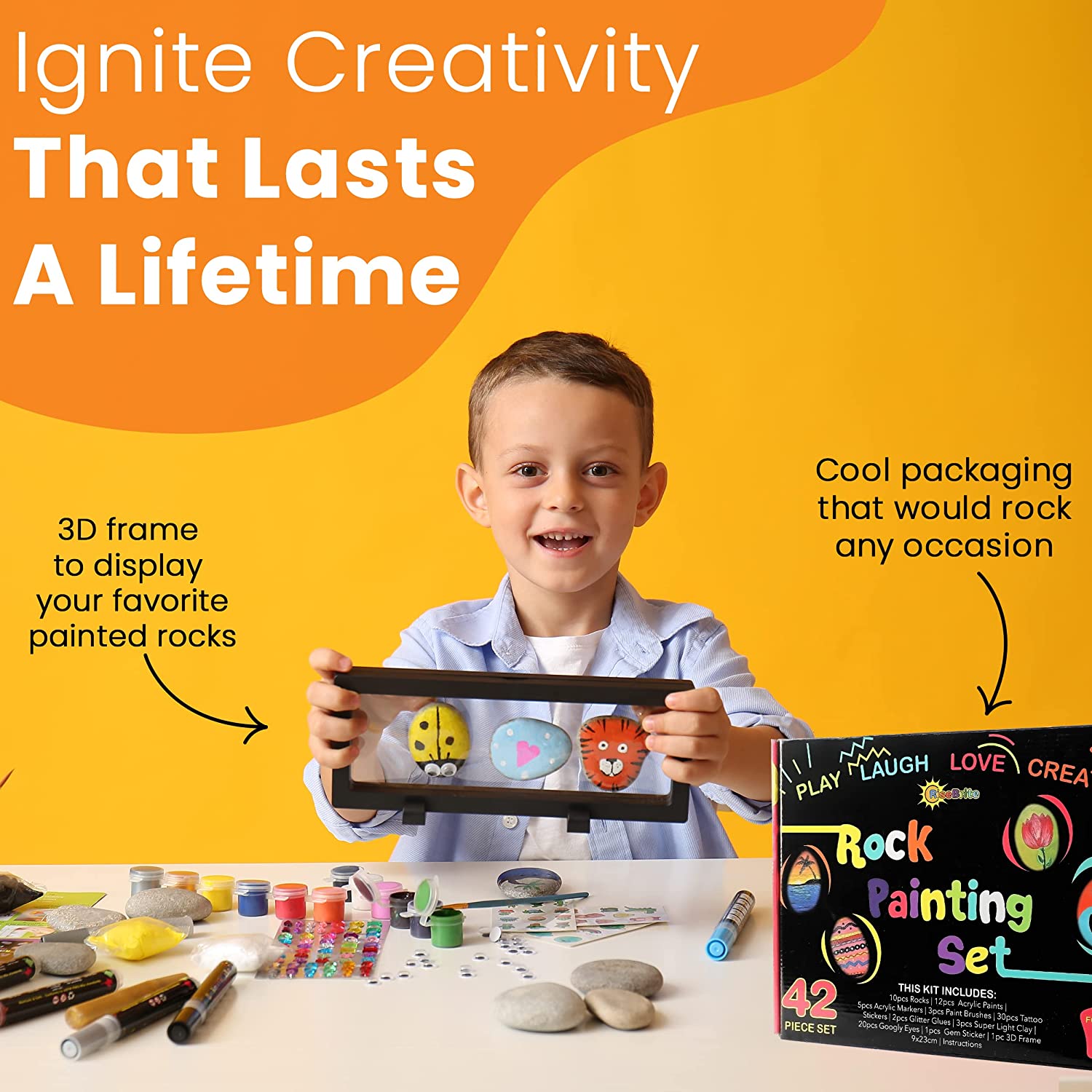 Rock Painting kit for Adults and Kids - RiseBrite