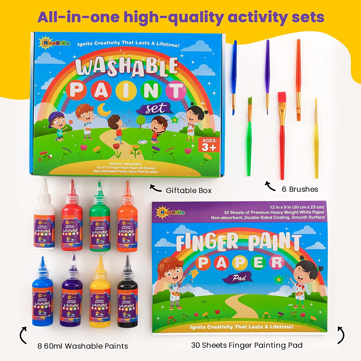 Washable Finger Painting Set for Toddlers and Kids