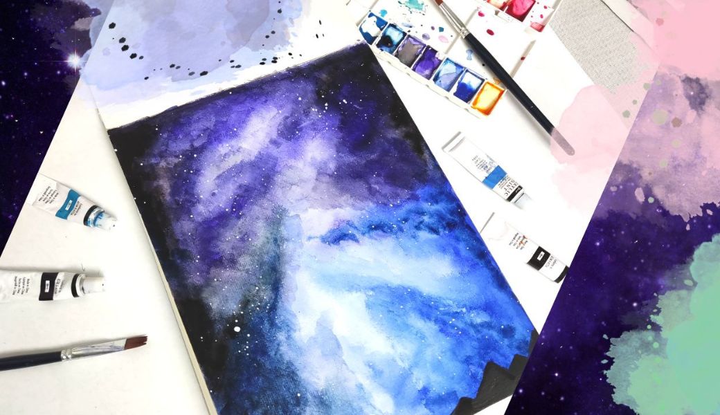 Easy Galaxy Watercolor Painting For Kids and Beginners