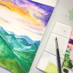super easy watercolor landscape painting for kids and beginners
